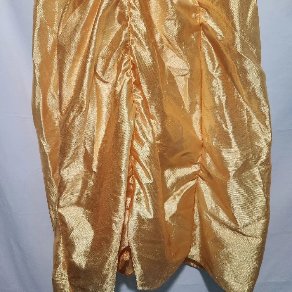 90s Disney Belle Beauty & Beast Shiny Golden Yellow Ball Gown Costume. Size 7-10